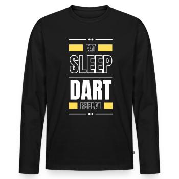 eat sleep dart repeat gift idea saying - Men's Premium Organic Long Sleeve Shirt - black - Front - Nico (187cm)