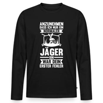 Hasenjäger Hasenjagd Kaninchenjagd Jäger - Männer Premium Bio Langarmshirt - Schwarz - Vorne - Nico (187cm)