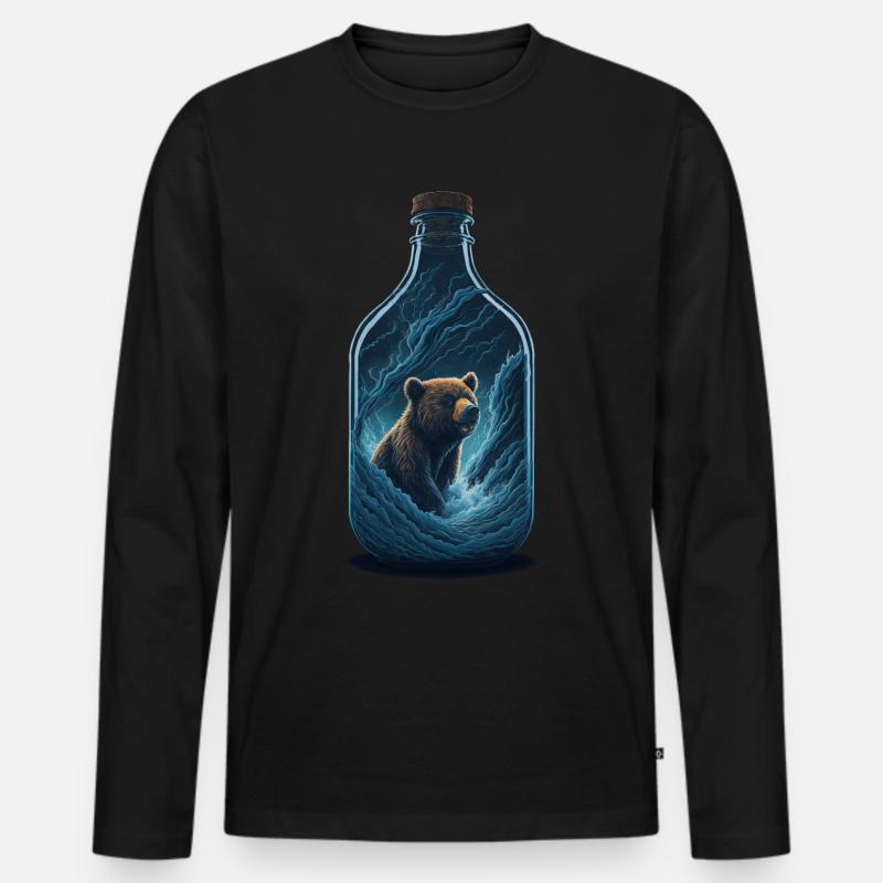 Bär - Männer Premium Bio Langarmshirt - Schwarz