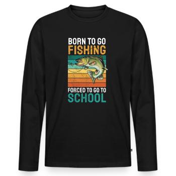 Angeln Né pour aller à la pêche Forcé d’aller à l’école - T-shirt manches longues Premium bio Homme - noir - Devant - Nico (187cm)