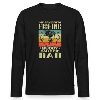 Angeln mon copain de pêche préféré m’appelle papa - T-shirt manches longues Premium bio Homme - noir - Devant - Nico (187cm)
