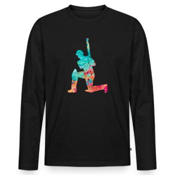 Joueurs de cricket à Popart - T-shirt manches longues Premium bio Homme - noir - Devant - Nico (187cm)
