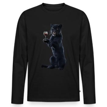 Panther Wein - Männer Premium Bio Langarmshirt - Schwarz - Vorne - Nico (187cm)