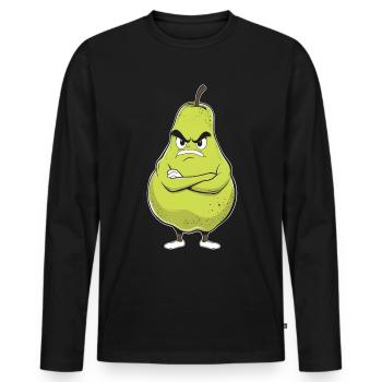Birne - Männer Premium Bio Langarmshirt - Schwarz - Vorne - Nico (187cm)