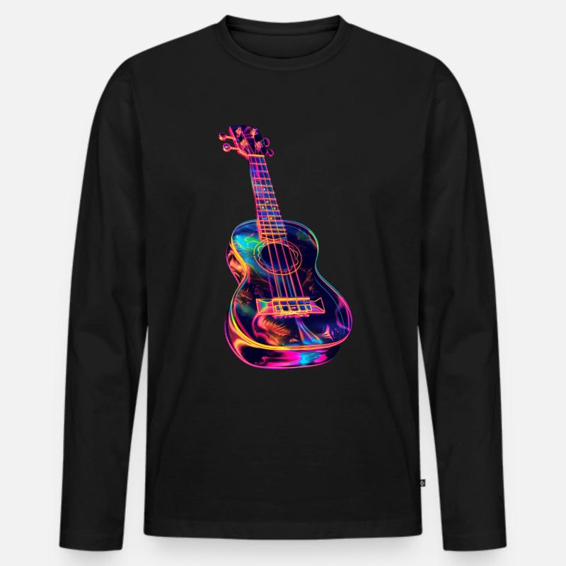 Ukulele - Männer Premium Bio Langarmshirt - Schwarz