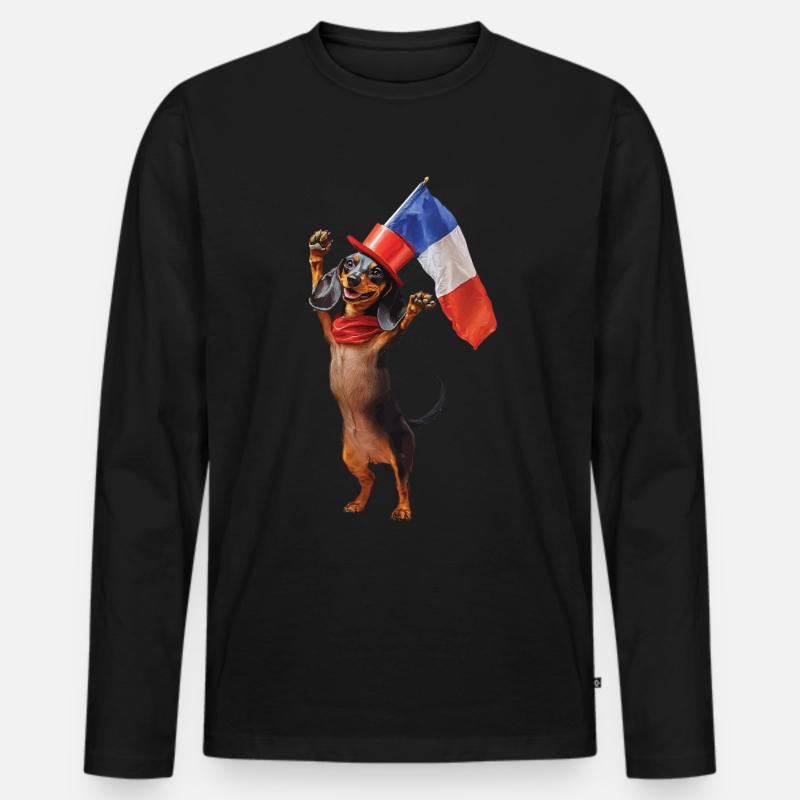 Dackel - Männer Premium Bio Langarmshirt - Schwarz