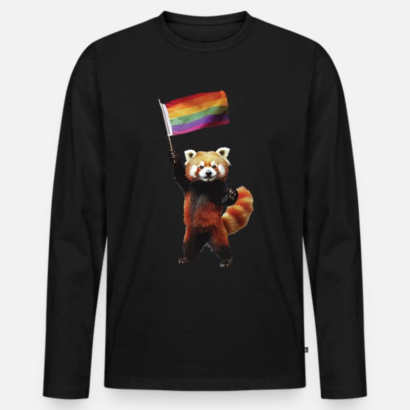 Roter Panda - Männer Premium Bio Langarmshirt - Schwarz