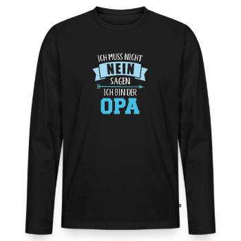 Opa - Männer Premium Bio Langarmshirt - Schwarz - Vorne - Nico (187cm)