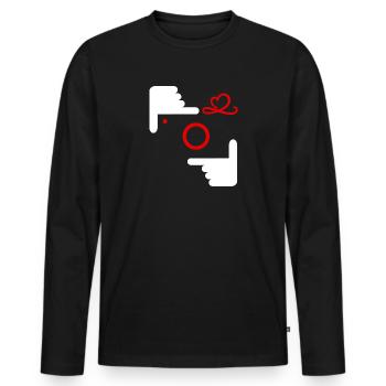 photographe photographie photo appareil photo selfie - T-shirt manches longues Premium bio Homme - noir - Devant - Nico (187cm)