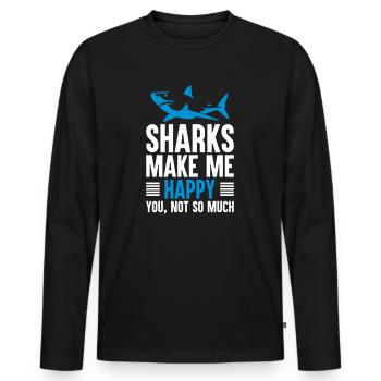 Shark Gifts for Shark Lovers Funny Sharks Happy - Männer Premium Bio Langarmshirt - Schwarz - Vorne - Nico (187cm)