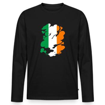 Drapeau irlandais Vintage Drapeau irlandais Dublin - T-shirt manches longues Premium bio Homme - noir - Devant - Nico (187cm)
