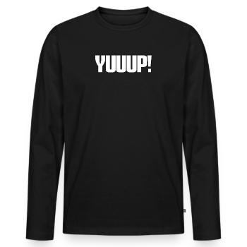 Yuuup! Une décision populaire d’enchérisseur aux enchères - T-shirt manches longues Premium bio Homme - noir - Devant - Nico (187cm)