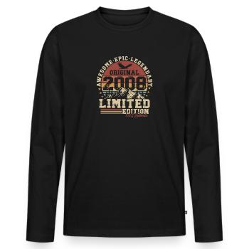 2008 Born Vintage Retro Cadeau d’anniversaire - T-shirt manches longues Premium bio Homme - noir - Devant - Nico (187cm)