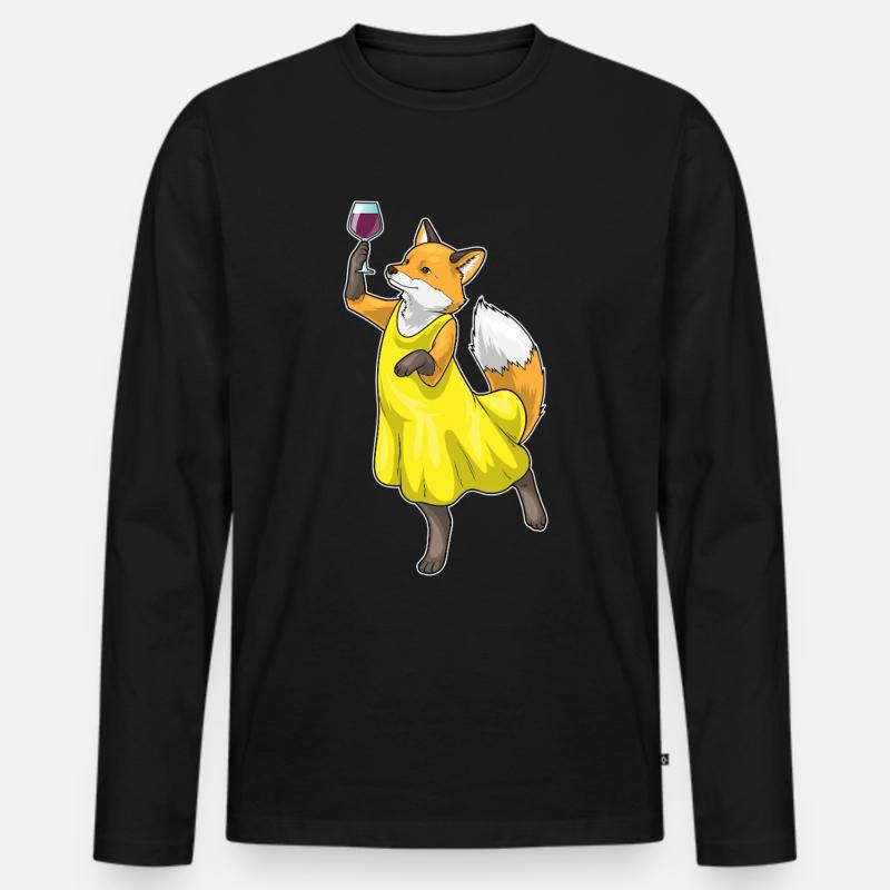 Fuchs Rotwein - Männer Premium Bio Langarmshirt - Schwarz