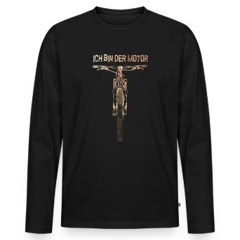 ICH BIN DER MOTOR - Kupfer Edition - Mountainbike - Männer Premium Bio Langarmshirt - Schwarz - Vorne - Nico (187cm)