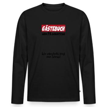Geburtstag Gästebuch 75 Unterschrift Birthday - Männer Premium Bio Langarmshirt - Schwarz - Vorne - Nico (187cm)