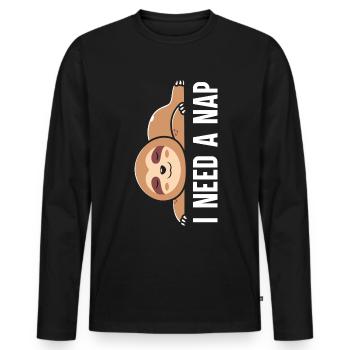Sloth Lover Saying Funny Lazy Sloths Sleeping - Men's Premium Organic Long Sleeve Shirt - black - Front - Nico (187cm)