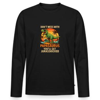 Papasaurus Chaleur estivale - T-shirt manches longues Premium bio Homme - noir - Devant - Nico (187cm)