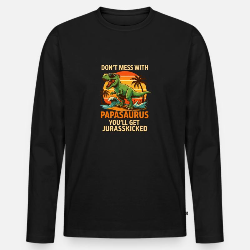 Papasaurus Summer Heat - Männer Premium Bio Langarmshirt - Schwarz