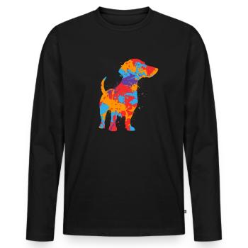 Dackel Mama bunter Dachshund Kinder Mädchen Teckel - Männer Premium Bio Langarmshirt - Schwarz - Vorne - Nico (187cm)