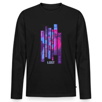 Vapor Wave 90s Lost - T-shirt manches longues Premium bio Homme - noir - Devant - Nico (187cm)