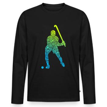 Hockeyspieler Symbole Hockey Jungen Feldhockey - Männer Premium Bio Langarmshirt - Schwarz - Vorne - Nico (187cm)