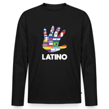 Latino Latin America Flags White - Men's Premium Organic Long Sleeve Shirt - black - Front - Nico (187cm)