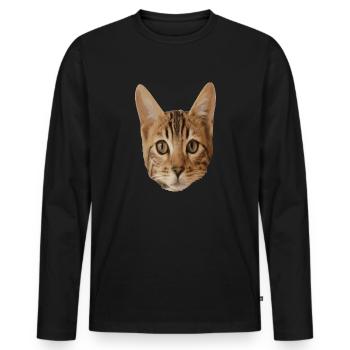 Tête de chat - T-shirt manches longues Premium bio Homme - noir - Devant - Nico (187cm)