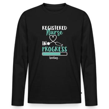 Infirmière autorisée en cours de chargement - T-shirt manches longues Premium bio Homme - noir - Devant - Nico (187cm)