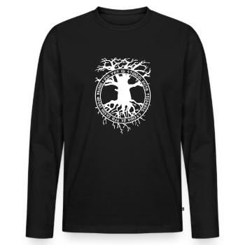 Arbre racines Yggdrasil Viking mythologie - T-shirt manches longues Premium bio Homme - noir - Devant - Nico (187cm)