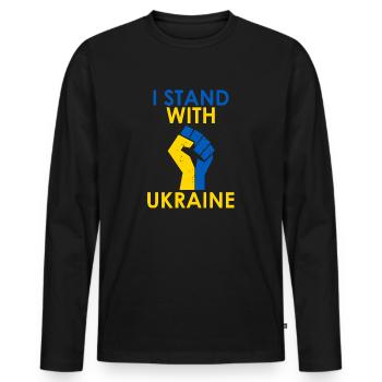 I Stand With Ukraine - Männer Premium Bio Langarmshirt - Schwarz - Vorne - Nico (187cm)