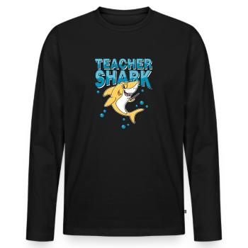 Lehrer Hai - Schule Schüler Unterricht Einschulung - Männer Premium Bio Langarmshirt - Schwarz - Vorne - Nico (187cm)