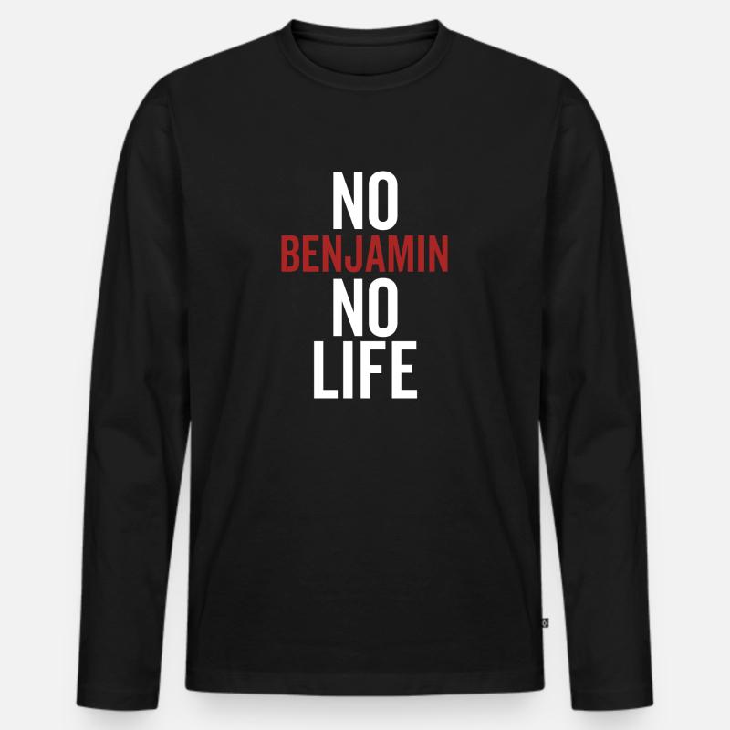 Kein Benjamin Kein Leben - Männer Premium Bio Langarmshirt - Schwarz
