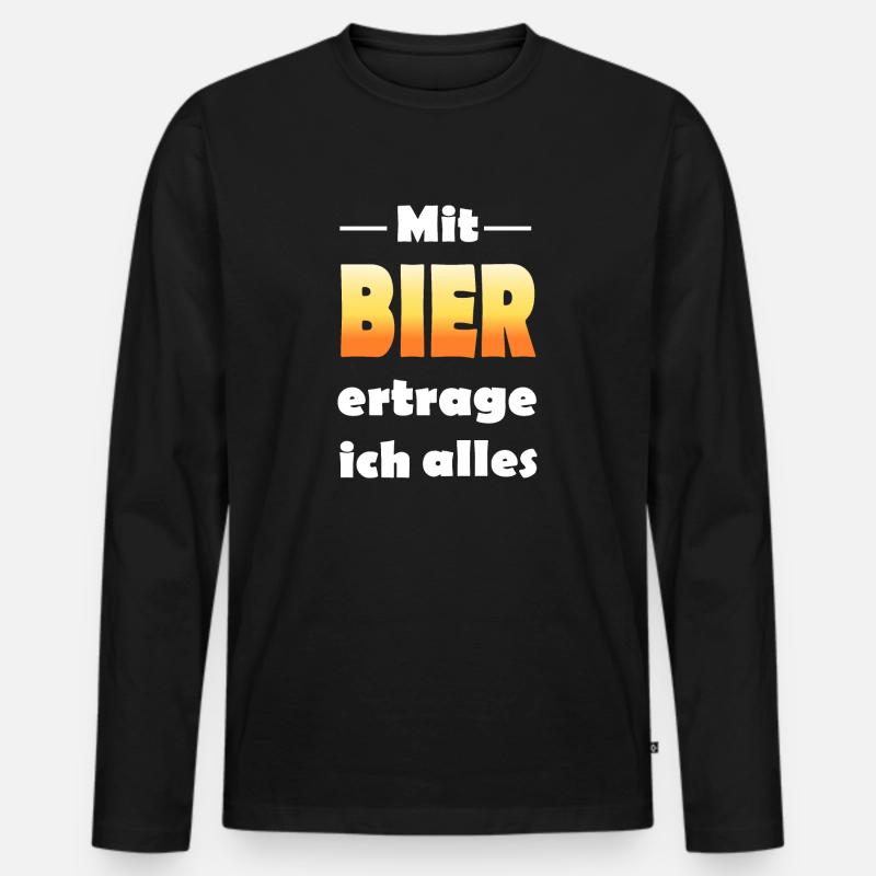 Mit Bier ertrage ich alles - Männer Premium Bio Langarmshirt - Schwarz