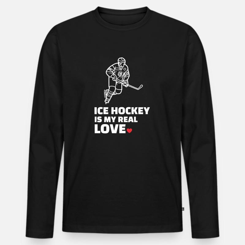 Ich Liebe Eishockey - Männer Premium Bio Langarmshirt - Schwarz