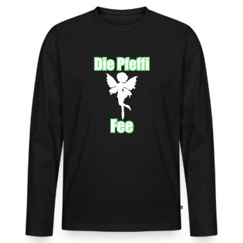 Die Pfeffi Fee - Männer Premium Bio Langarmshirt - Schwarz - Vorne - Nico (187cm)
