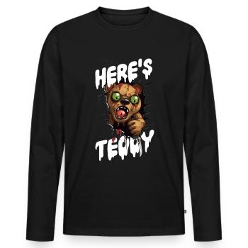 Zombie Teddy Halloween Monster Horror Knife - Men's Premium Organic Long Sleeve Shirt - black - Front - Nico (187cm)