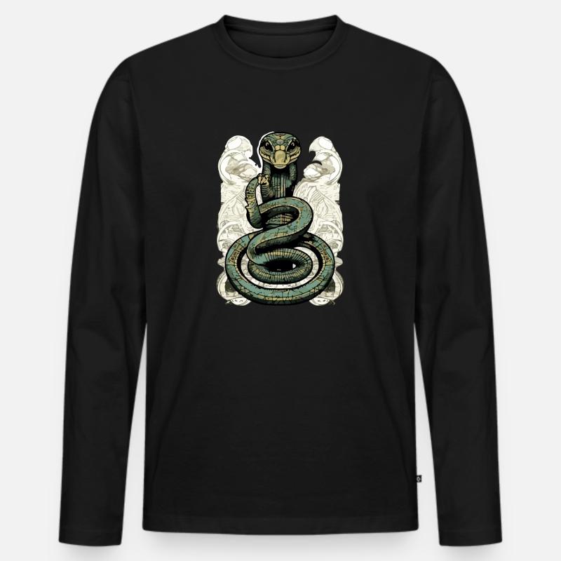 Kik die Schlange - Männer Premium Bio Langarmshirt - Schwarz