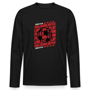 Words of Soccer - Men's Premium Organic Long Sleeve Shirt - black - Front - Nico (187cm)