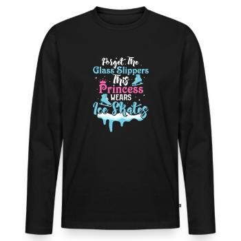 Des pantoufles aux patins : le parcours d’un patineur - T-shirt manches longues Premium bio Homme - noir - Devant - Nico (187cm)