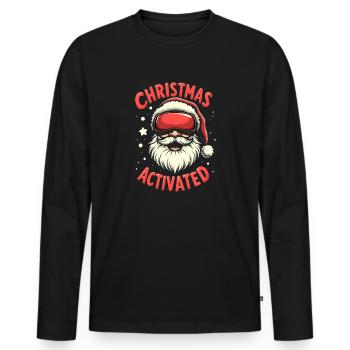 Weihnachtsmann mit Skibrille - Männer Premium Bio Langarmshirt - Schwarz - Vorne - Nico (187cm)