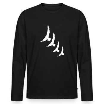Oiseaux Oiseaux Oiseaux Oiseaux Oiseau - T-shirt manches longues Premium bio Homme - noir - Devant - Nico (187cm)