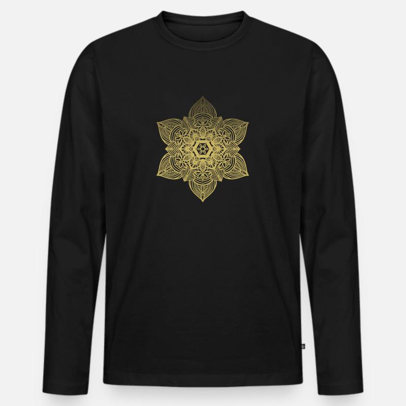 Mandala - Männer Premium Bio Langarmshirt - Schwarz