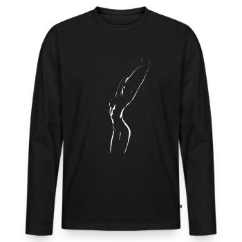 FRAU NACKT SCHÖNHEIT - Männer Premium Bio Langarmshirt - Schwarz - Vorne - Nico (187cm)