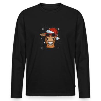 Drôles d’ânes de Noël amateurs - T-shirt manches longues Premium bio Homme - noir - Devant - Nico (187cm)