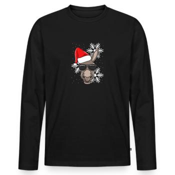 Lustige Weihnachten Esel-Liebhaber - Männer Premium Bio Langarmshirt - Schwarz - Vorne - Nico (187cm)
