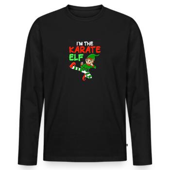 Je suis l’elfe de karaté correspondant à la famille Noël - T-shirt manches longues Premium bio Homme - noir - Devant - Nico (187cm)