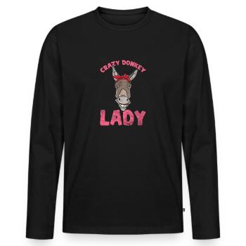 Verrückte Eseldame Urkomische Esel-Liebhaberin Fra - Männer Premium Bio Langarmshirt - Schwarz - Vorne - Nico (187cm)