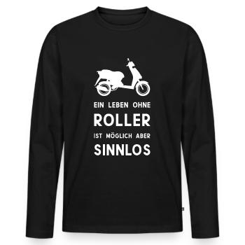 Leben ohne Roller sinnlos - lustiger Spruch - Männer Premium Bio Langarmshirt - Schwarz - Vorne - Nico (187cm)