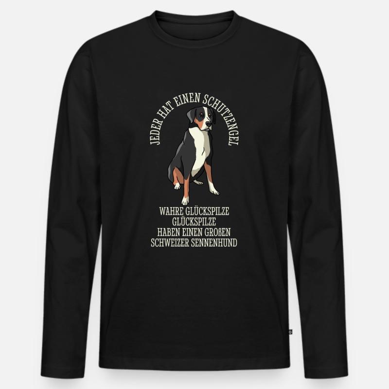 Schweizer Sennenhund Großer Schutzengel - Männer Premium Bio Langarmshirt - Schwarz